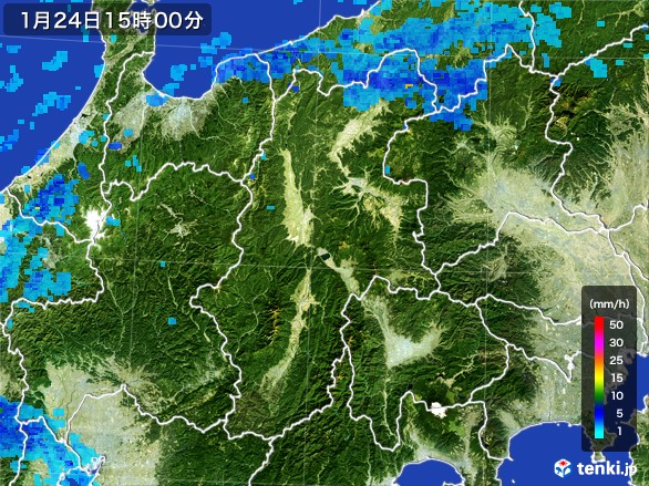 長野県の雨雲レーダー(2017年01月24日)