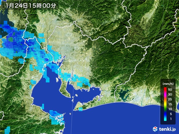 愛知県の雨雲レーダー(2017年01月24日)