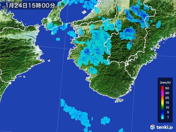 和歌山県の雨雲レーダー(2017年01月24日)