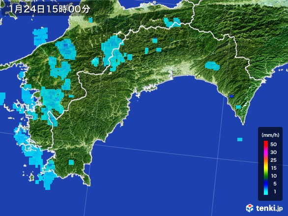 高知県の雨雲レーダー(2017年01月24日)