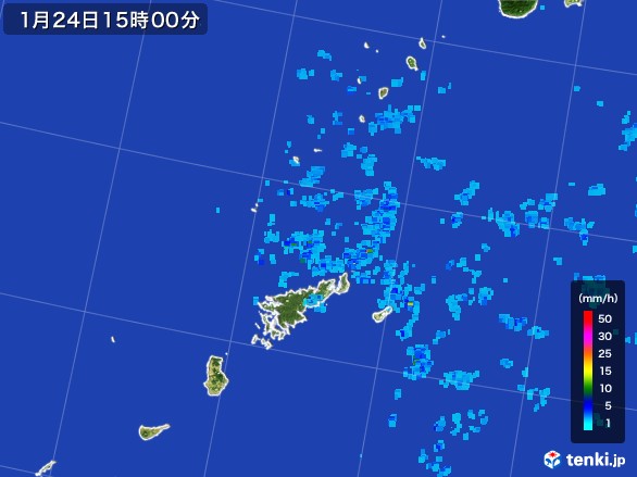 奄美諸島(鹿児島県)の雨雲レーダー(2017年01月24日)