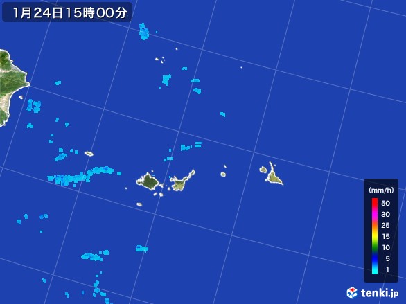 宮古・石垣・与那国(沖縄県)の雨雲レーダー(2017年01月24日)