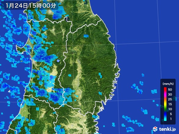 岩手県の雨雲レーダー(2017年01月24日)