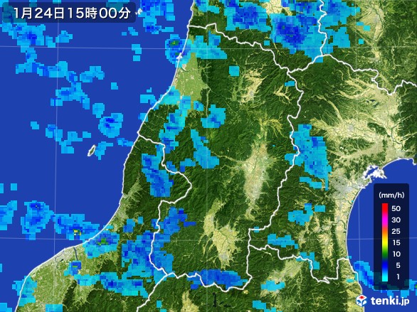 山形県の雨雲レーダー(2017年01月24日)