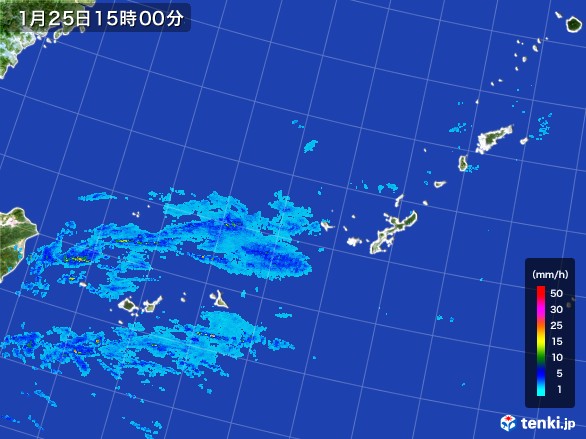 沖縄地方の雨雲レーダー(2017年01月25日)