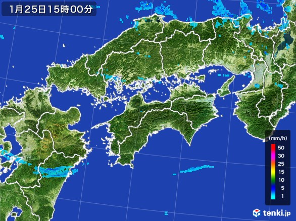 四国地方の雨雲レーダー(2017年01月25日)