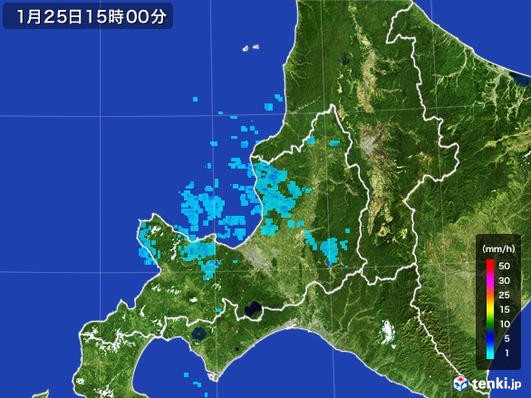 道央の雨雲レーダー(2017年01月25日)