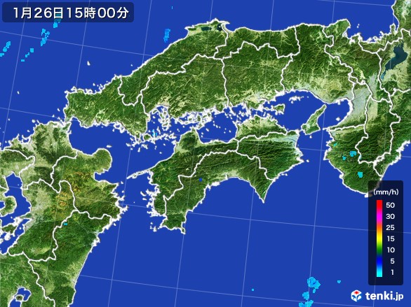 四国地方の雨雲レーダー(2017年01月26日)
