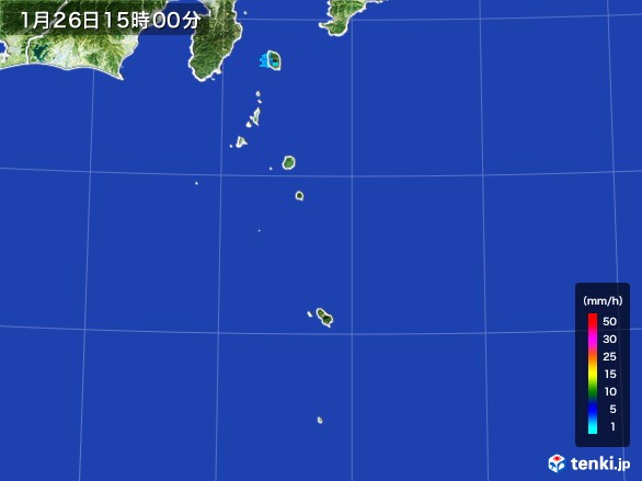 伊豆諸島(東京都)の雨雲レーダー(2017年01月26日)