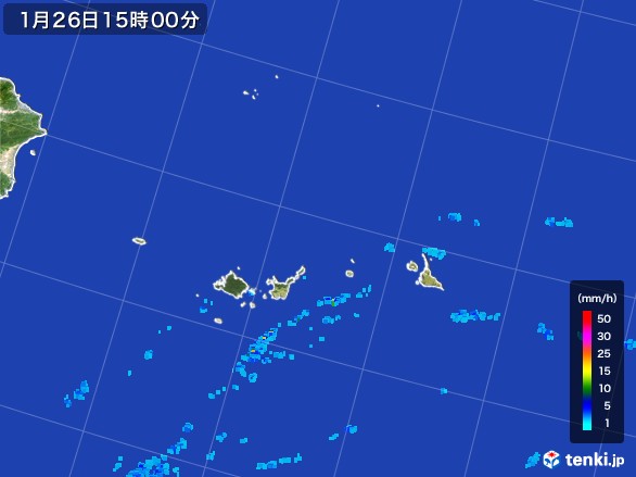 宮古・石垣・与那国(沖縄県)の雨雲レーダー(2017年01月26日)