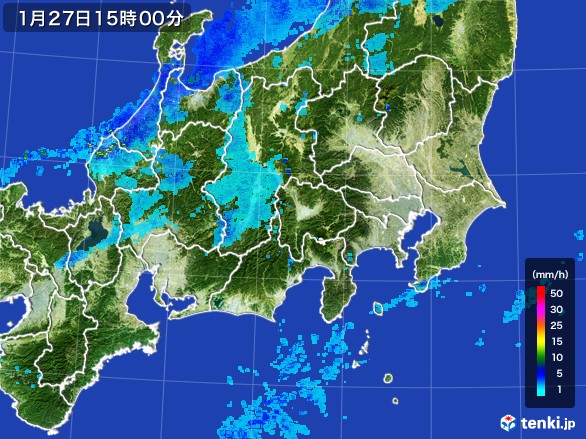 関東・甲信地方の雨雲レーダー(2017年01月27日)