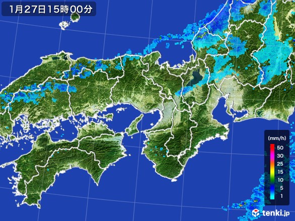 近畿地方の雨雲レーダー(2017年01月27日)