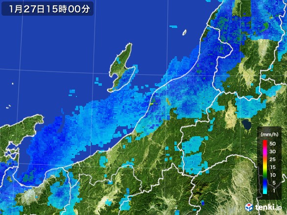 新潟県の雨雲レーダー(2017年01月27日)