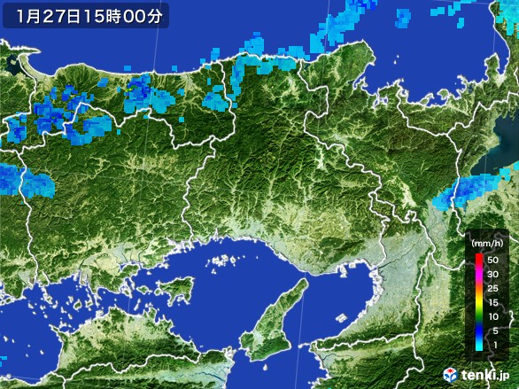 兵庫県の雨雲レーダー(2017年01月27日)