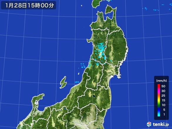 東北地方の雨雲レーダー(2017年01月28日)