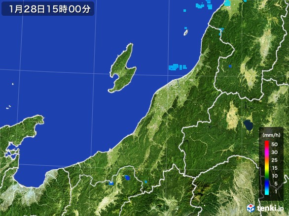 新潟県の雨雲レーダー(2017年01月28日)
