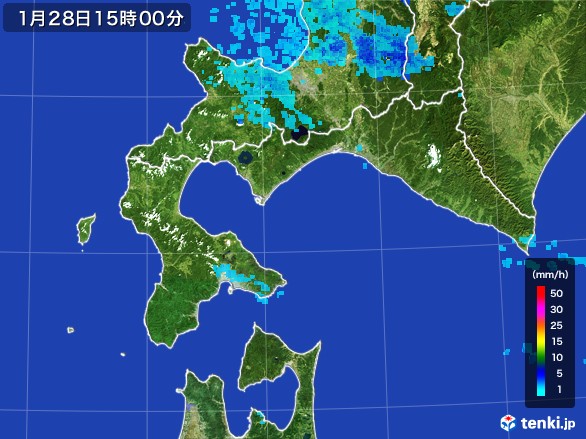 道南の雨雲レーダー(2017年01月28日)