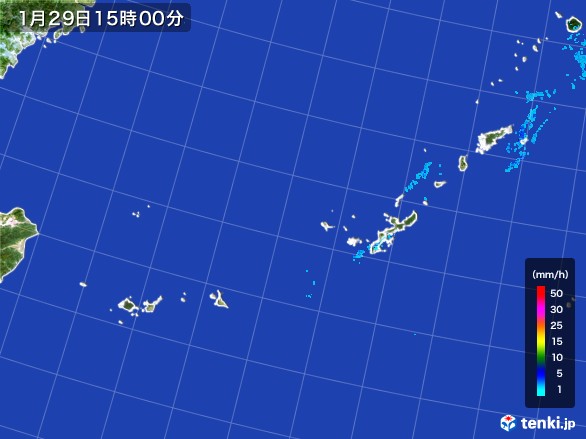 沖縄地方の雨雲レーダー(2017年01月29日)