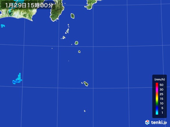 伊豆諸島(東京都)の雨雲レーダー(2017年01月29日)