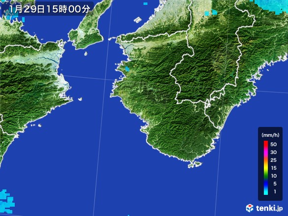 和歌山県の雨雲レーダー(2017年01月29日)