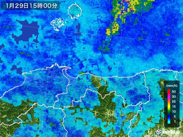 鳥取県の雨雲レーダー(2017年01月29日)