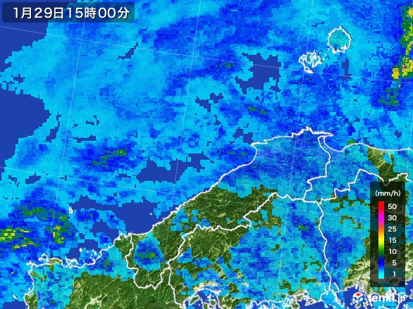島根県の雨雲レーダー(2017年01月29日)