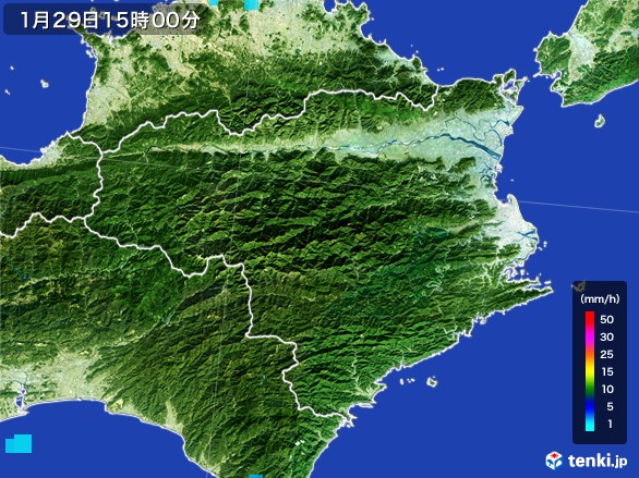 徳島県の雨雲レーダー(2017年01月29日)