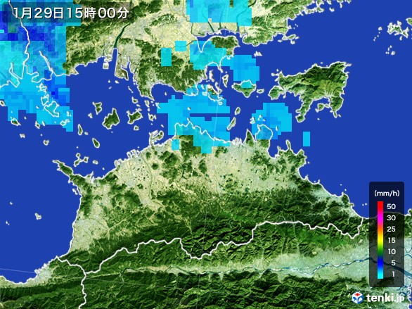 香川県の雨雲レーダー(2017年01月29日)