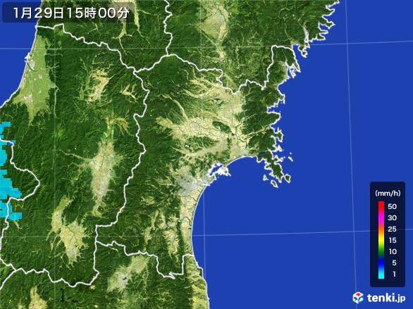 宮城県の雨雲レーダー(2017年01月29日)