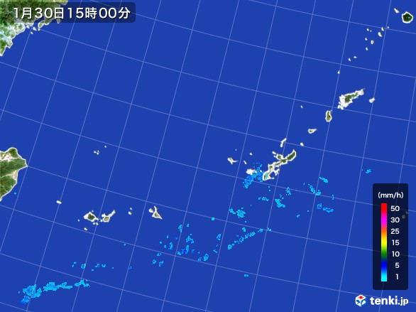 沖縄地方の雨雲レーダー(2017年01月30日)