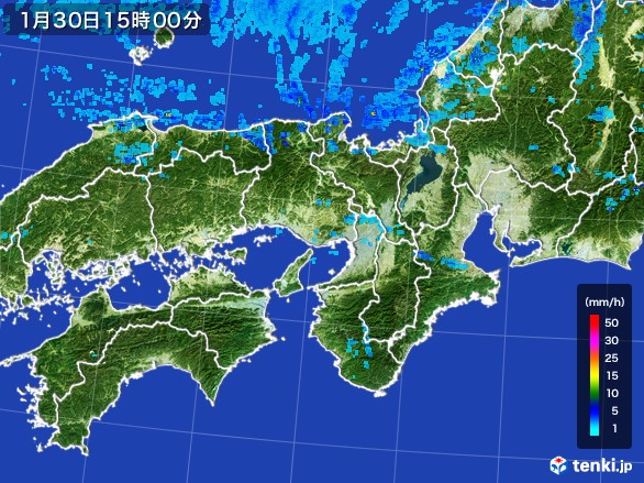 近畿地方の雨雲レーダー(2017年01月30日)