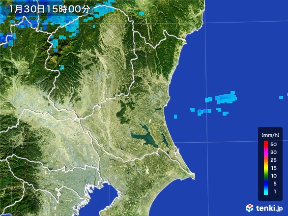 茨城県の雨雲レーダー(2017年01月30日)