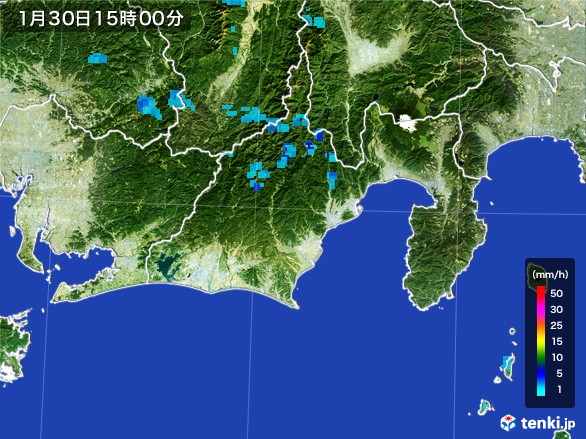 静岡県の雨雲レーダー(2017年01月30日)