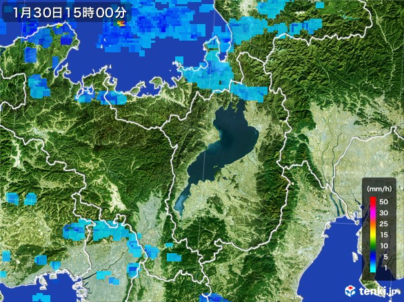 滋賀県の雨雲レーダー(2017年01月30日)