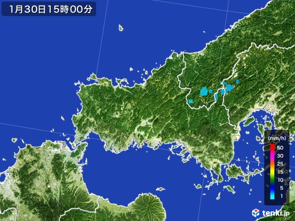 山口県の雨雲レーダー(2017年01月30日)