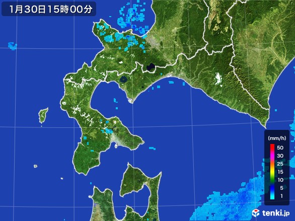 道南の雨雲レーダー(2017年01月30日)