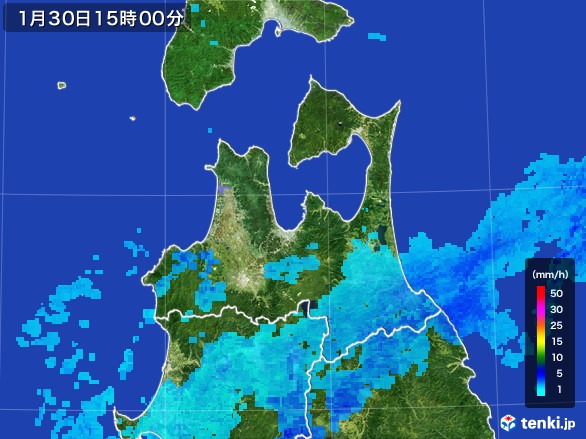 青森県の雨雲レーダー(2017年01月30日)