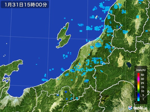 新潟県の雨雲レーダー(2017年01月31日)