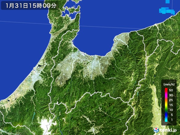 富山県の雨雲レーダー(2017年01月31日)