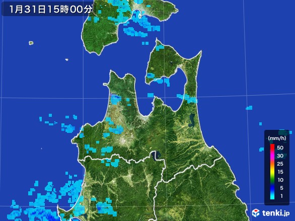 青森県の雨雲レーダー(2017年01月31日)