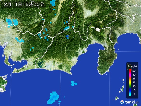 静岡県の雨雲レーダー(2017年02月01日)