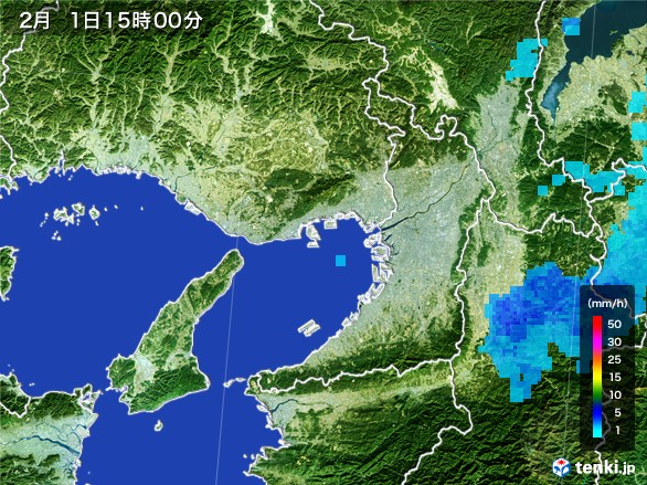 大阪府の雨雲レーダー(2017年02月01日)