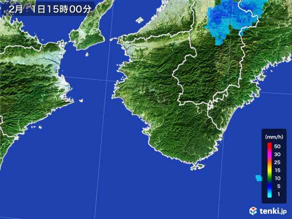和歌山県の雨雲レーダー(2017年02月01日)