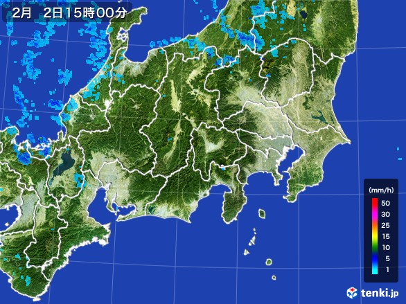 関東・甲信地方の雨雲レーダー(2017年02月02日)