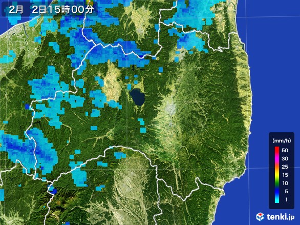 福島県の雨雲レーダー(2017年02月02日)