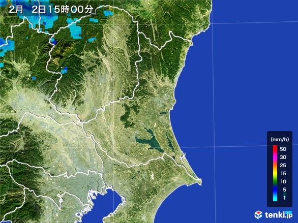 茨城県の雨雲レーダー(2017年02月02日)
