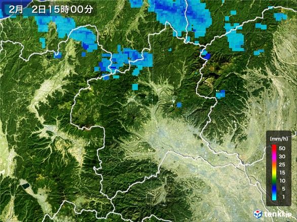 群馬県の雨雲レーダー(2017年02月02日)