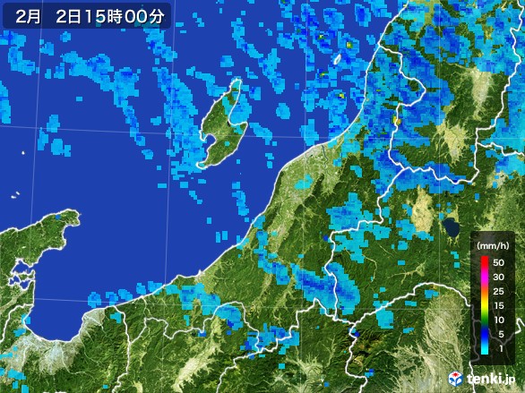 新潟県の雨雲レーダー(2017年02月02日)