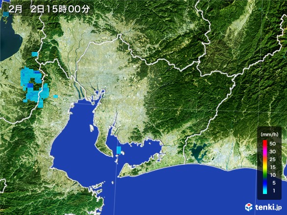 愛知県の雨雲レーダー(2017年02月02日)