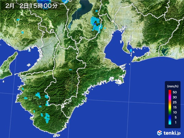 三重県の雨雲レーダー(2017年02月02日)